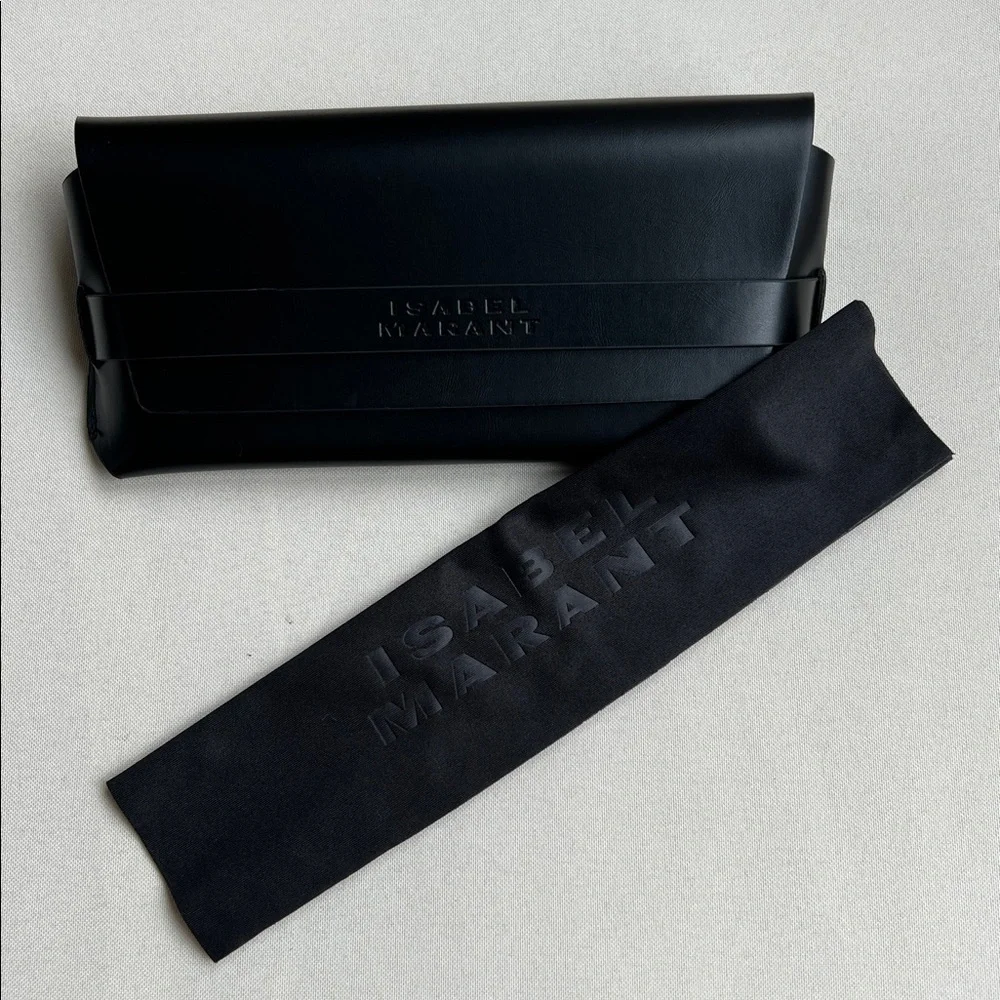 Isabel Marant Elegant Black Leather Sunglasses Case